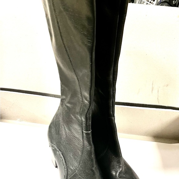 NWOT Black leather high boots, size 6.5, new. Middle height hills. Under knee - Picture 15 of 15